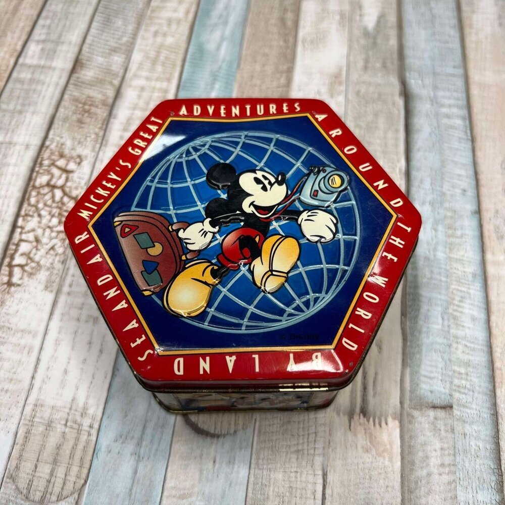 Mickey & Minnie Mouse Around the World 6 Pc Coaster Set and Tin